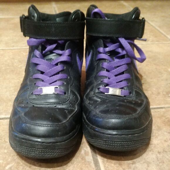 Rare Nike Men's 9.5 Air Force 1 82’ (2012) Black Purple Hightops 315123-001 - Picture 9 of 12